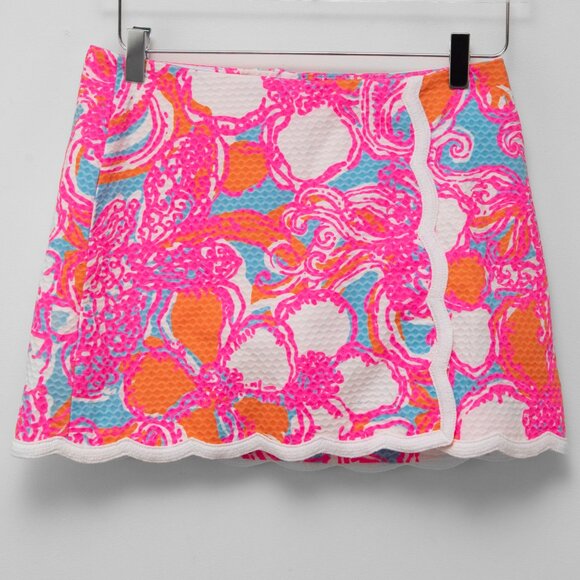 Lilly Pulitzer Michelina Skort Mini Floral Shorely Blue Feeling Tanked Size 2 - Picture 1 of 6
